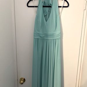 DAVIDS BRIDAL - Georgette Halter Bridesmaid Dress, Tiffany Blue